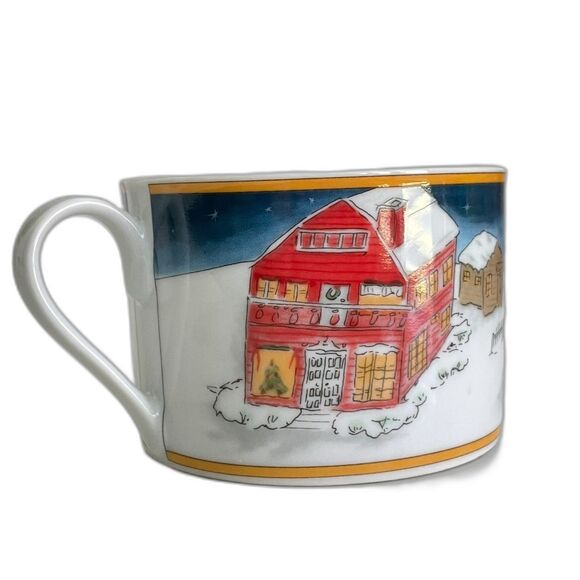 American Atelier Christmas/Winter Village Coffee/Hot Chocolate Cups Set of 4 - Picture 2 of 9